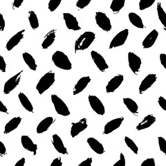 Ink abstract seamless pattern. Background with artistic strokes in black and white sketchy style. Design element for backdrops and textile
