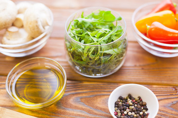 Cooking ingredients on a wooden table