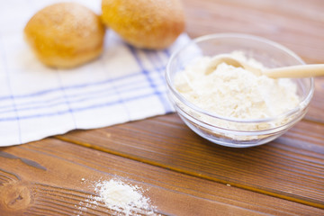 Cooking ingredients on a wooden table
