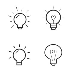 Light Bulb Vector Line Icon Set.