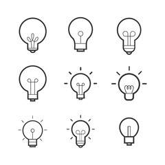 Light Bulb Vector Line Icon Set.