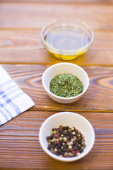 Cooking ingredients on a wooden table