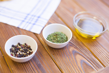 Cooking ingredients on a wooden table