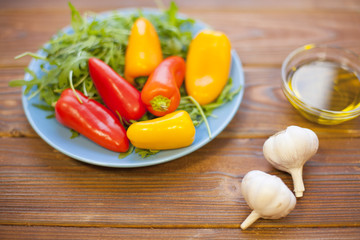 Cooking ingredients on a wooden table