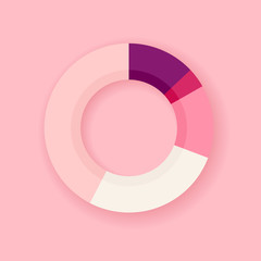 Stylish pink vector pie donut chart diagram blank infographics design element template