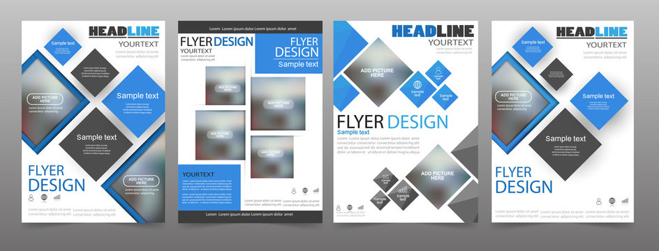 Set of 4 business brochure flyer design templates. Can be use for publishing, print and presentation. Vector. Eps 10