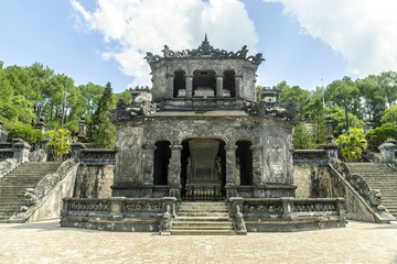 detail of the imperial tomb of Khai Dinh in the outskirts of the city of Hue in Vietnam.