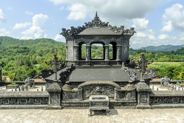 detail of the imperial tomb of Khai Dinh in the outskirts of the city of Hue in Vietnam.