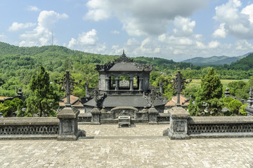 Obraz premium detail of the imperial tomb of Khai Dinh in the outskirts of the city of Hue in Vietnam.