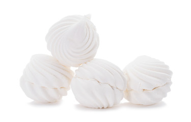 Obraz na płótnie Canvas Sweet dessert white zephyr marshmallows isolated on white background,