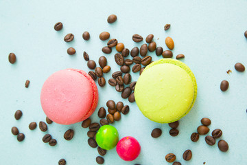 coffee on blue background