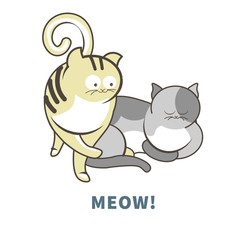 Meow poster with adorable cats with funny faces