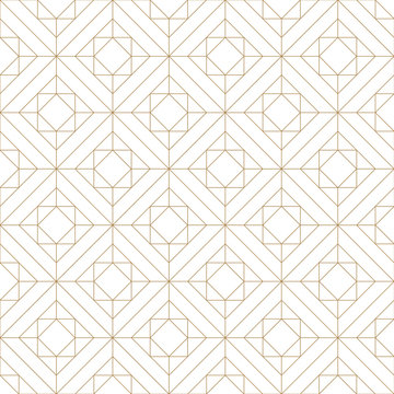 Gold Geometric Pattern Vector. Oriental Line Background.