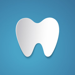 Tooth designed in paper art style.