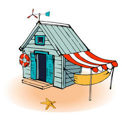 Colored Beach Huts. Vector illustration