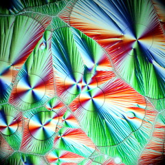 Crystals of Vitamin C, ascorbic acid.  Microscope image