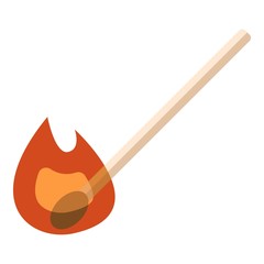 Burning match icon, flat style