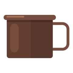 Enamel mug icon, flat style