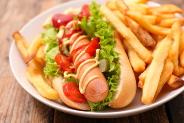 hot dog and french fries
