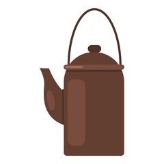 Camp teapot icon, flat style
