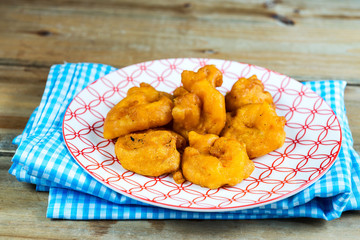 Thai food fried squid on a plate