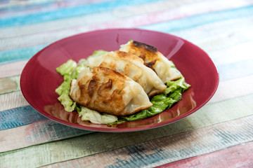 Chinese food Fried dumplings on plate