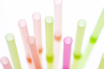 Colourful straws on a white background - macro detail