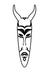 African Mask Isolated on White. Vector icon for tribal designs