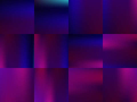 blue purple magenta gradient backgrounds set. Saturated  bright colored textures. Abstract wallpaper vector illustration.