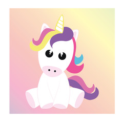 Obraz na płótnie Canvas Cute little sitting unicorn.