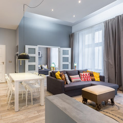 Contemporary apartment with dining table