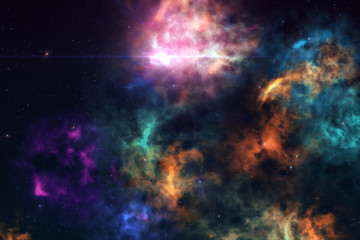 High definition star field, colorful night sky space. Nebula and galaxies in space. Astronomy...