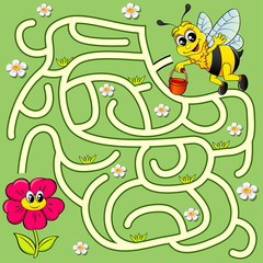 Help bee find path to flower. Labyrinth. Maze game for kids