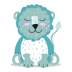 Cute. A lion. Scandinavian style. Bright. Children's. print. For the boy and the girl. For clothes, postcards. For your design.