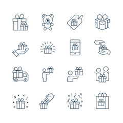 Simple Vector Set of Gifts Icons. 