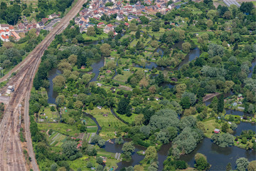 vue aérienne des hortillonnages à Amiens en France