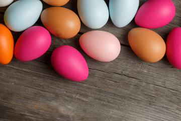 Easter eggs on wooden background