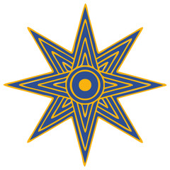 Vector illustration: The Star of Ishtar, Symbol of Inanna, also called Star of Venus. Eight point star or variant of Ishtar Octagram.