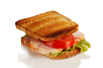 sandwich, bread, meat, salad, tomatoes