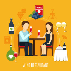 Flat Wine Restaurant Illustration