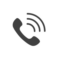 Phone icon in flat style isolated on white background. Vector phone call sign. Handset with waves. Telephone symbol.