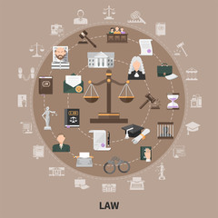 Law Icons Round Composition