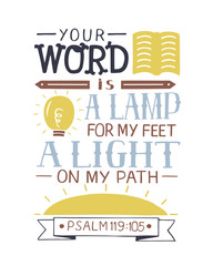 Hand lettering Your word is a lamp for my feet, a light on my path Psalm
