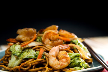 asian Shrimp noodles on the table
