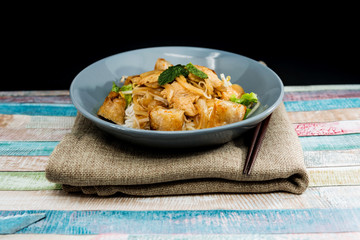 Tasty Vietnamese food Bo bun rice vermicelli
