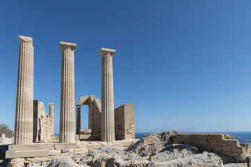 Columns of the ancient Lindos, Rhodes, Greece