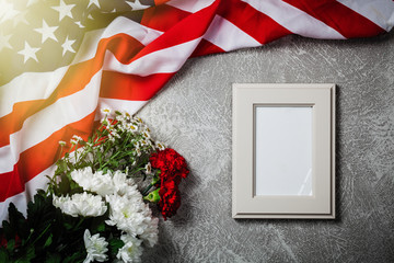 USA flag on grey background