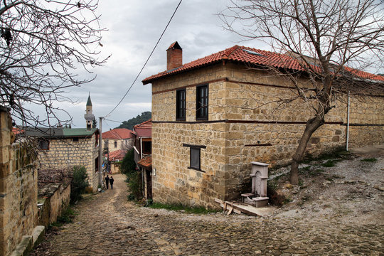 Famous stone homes in Yesilyurt Village, Canakkale, Turkey