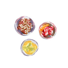 Seafood snacks - Watercolor Food Collection on white