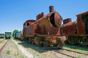 Fototapeta na wymiar Old rusty locomotive